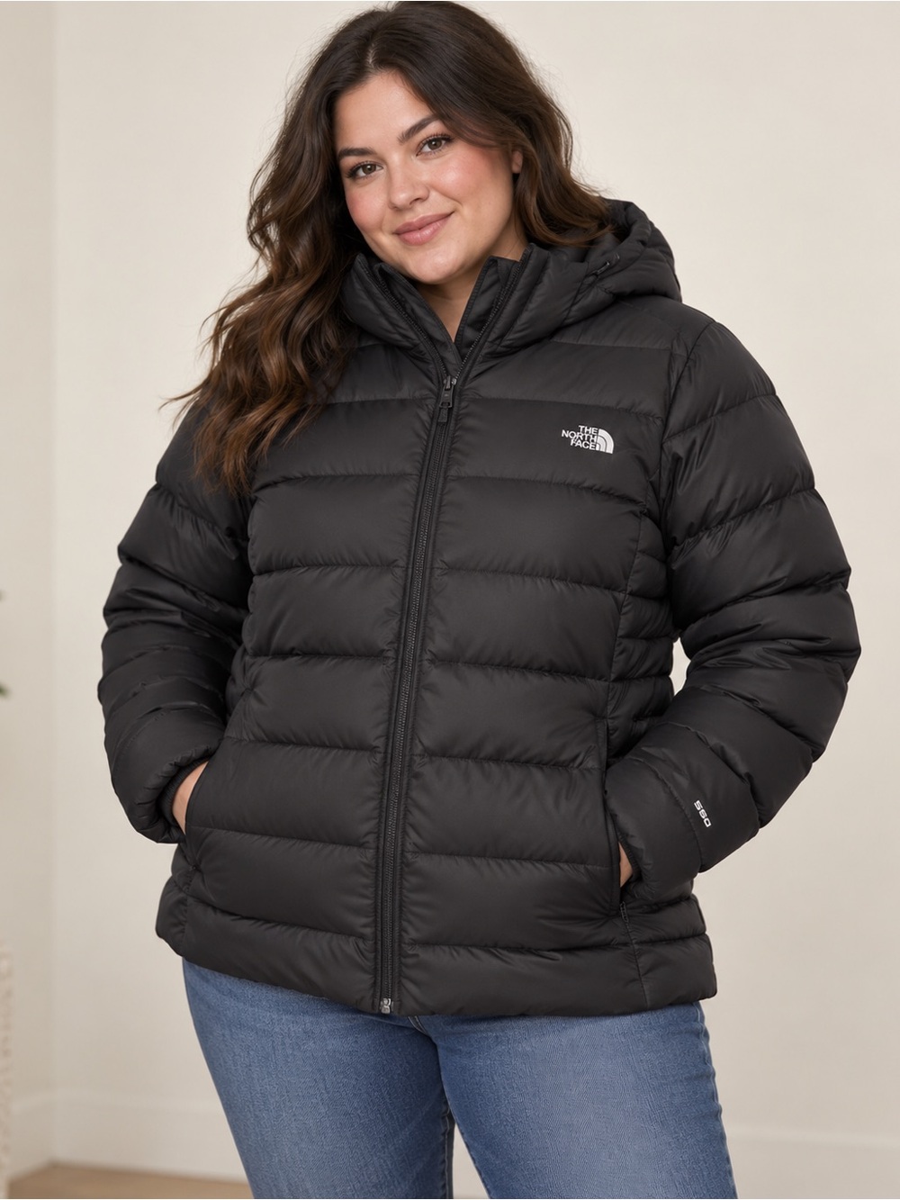 The North Face Women’s XL 550 grams black Puffer Jacket with Hood